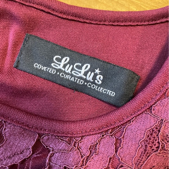 Lulu’s Turn Back Time Burgundy Lace 2-Piece Set Size XS - Picture 6 of 16